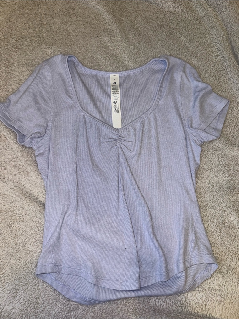 Lululemon Light Purple Short Sleeve Ruched V-Neck Top